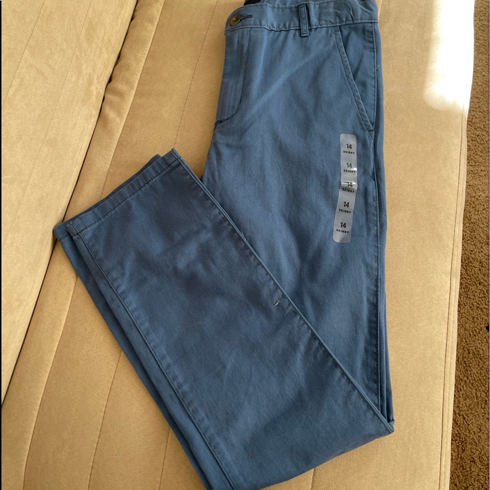 NEW: Boys Uniform Stretch Skinny Chino Pants - Bluestone